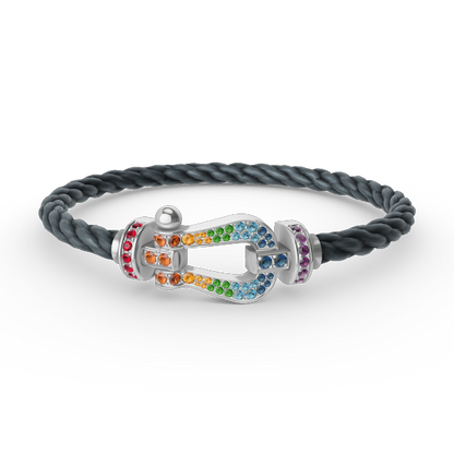 [Glow Muse]FORC LARGE HORSESHOE  COLORED DIAMOND BRACELET SILVER