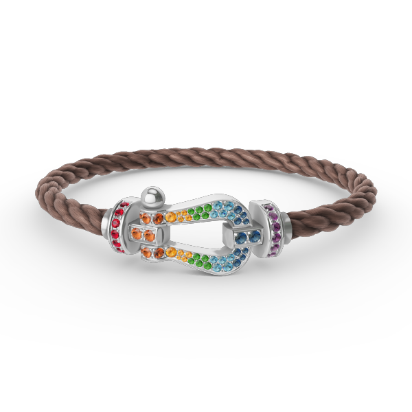 [Glow Muse]FORC LARGE HORSESHOE  COLORED DIAMOND BRACELET SILVER