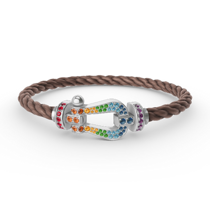 [Glow Muse]FORC LARGE HORSESHOE  COLORED DIAMOND BRACELET SILVER
