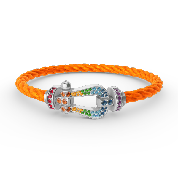 [Glow Muse]FORC LARGE HORSESHOE  COLORED DIAMOND BRACELET SILVER