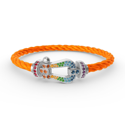 [Glow Muse]FORC LARGE HORSESHOE  COLORED DIAMOND BRACELET SILVER