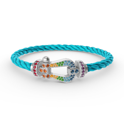 [Glow Muse]FORC LARGE HORSESHOE  COLORED DIAMOND BRACELET SILVER