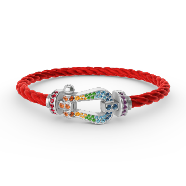 [Glow Muse]FORC LARGE HORSESHOE  COLORED DIAMOND BRACELET SILVER