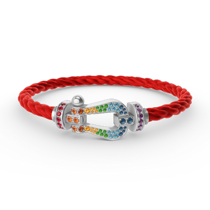 [Glow Muse]FORC LARGE HORSESHOE  COLORED DIAMOND BRACELET SILVER