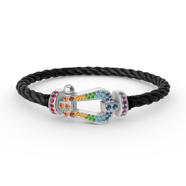 [Glow Muse]FORC LARGE HORSESHOE  COLORED DIAMOND BRACELET SILVER