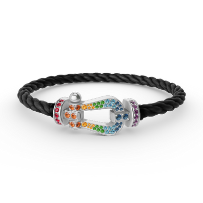 [Glow Muse]FORC LARGE HORSESHOE  COLORED DIAMOND BRACELET SILVER