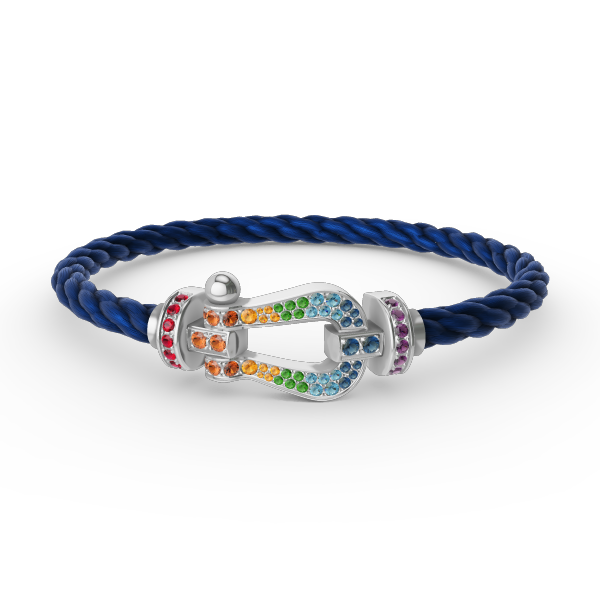 [Glow Muse]FORC LARGE HORSESHOE  COLORED DIAMOND BRACELET SILVER