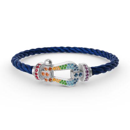 [Glow Muse]FORC LARGE HORSESHOE  COLORED DIAMOND BRACELET SILVER