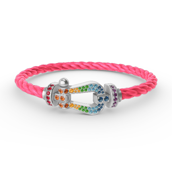 [Glow Muse]FORC LARGE HORSESHOE  COLORED DIAMOND BRACELET SILVER