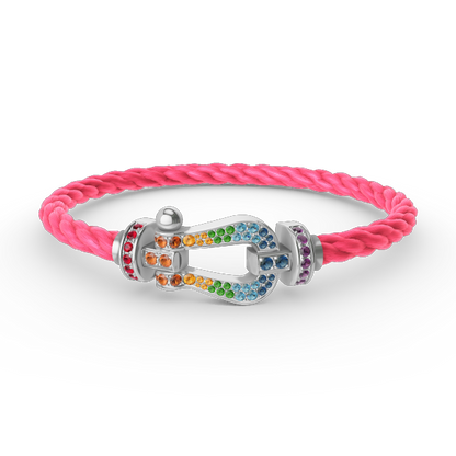 [Glow Muse]FORC LARGE HORSESHOE  COLORED DIAMOND BRACELET SILVER