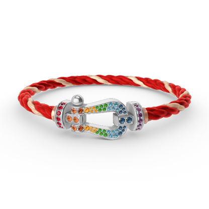 [Glow Muse]FORC LARGE HORSESHOE  COLORED DIAMOND BRACELET SILVER