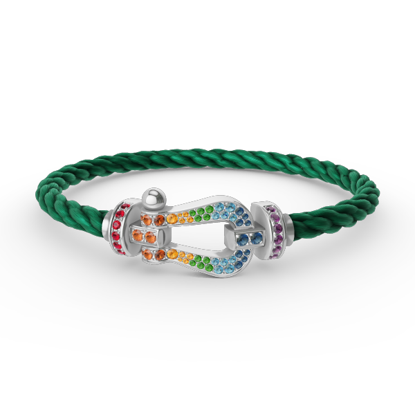 [Glow Muse]FORC LARGE HORSESHOE  COLORED DIAMOND BRACELET SILVER