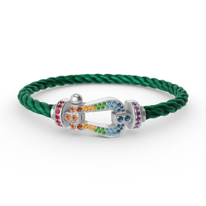 [Glow Muse]FORC LARGE HORSESHOE  COLORED DIAMOND BRACELET SILVER