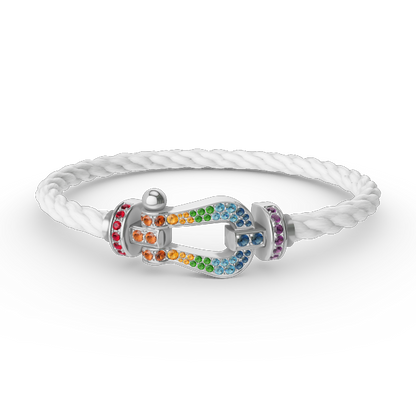 [Glow Muse]FORC LARGE HORSESHOE  COLORED DIAMOND BRACELET SILVER