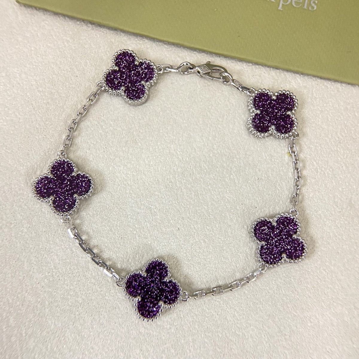 [⭐Glow Muse]NEW PURPLE SAND-GOLD FOUR-LEAF CLOVER 5-FLOWER BRACELET