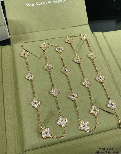 [Glow Muse]CLOVER 20 MOTIFS FULL-DIAMOND NECKLACE