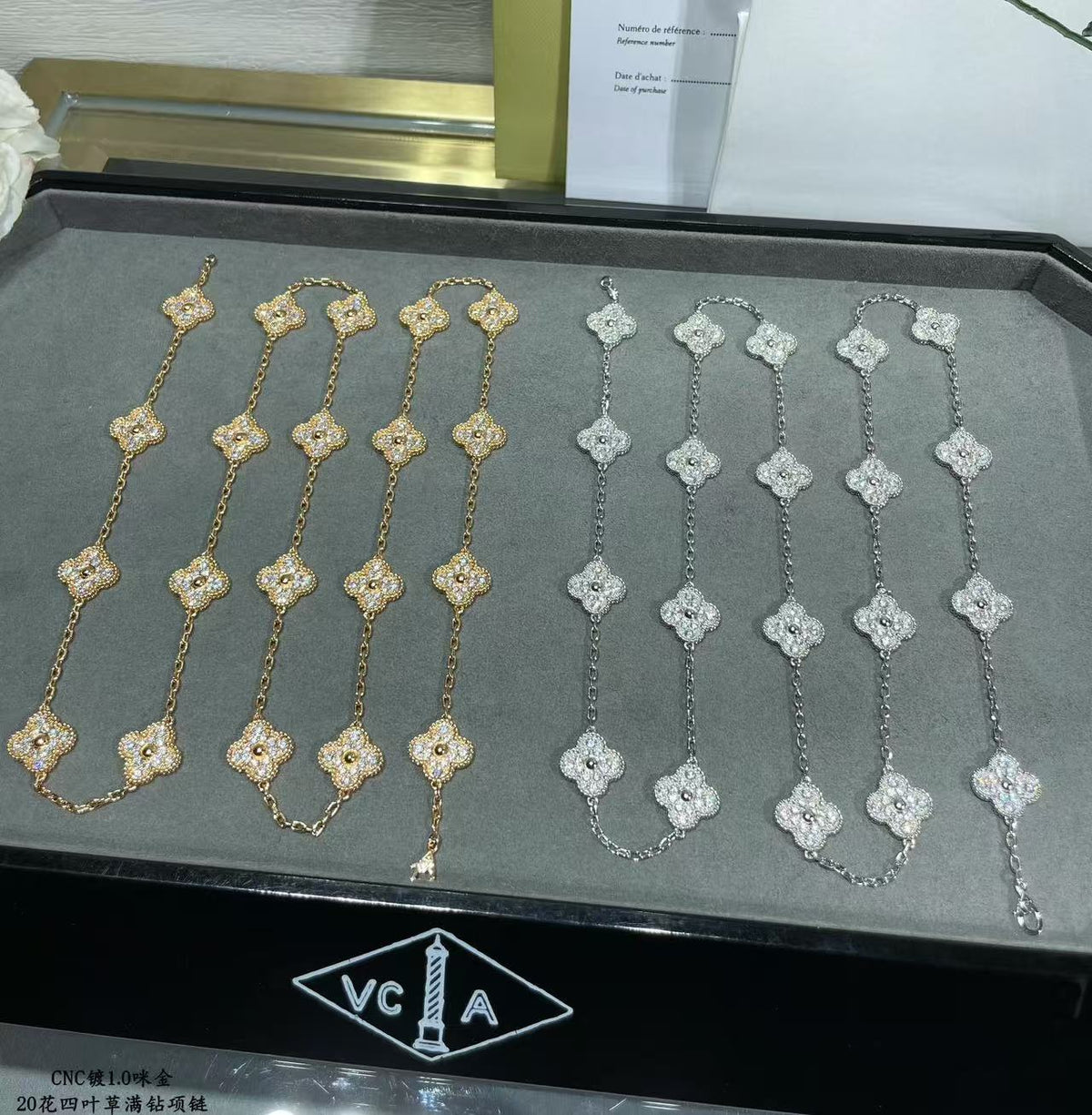 [Glow Muse]CLOVER 20 MOTIFS FULL-DIAMOND NECKLACE