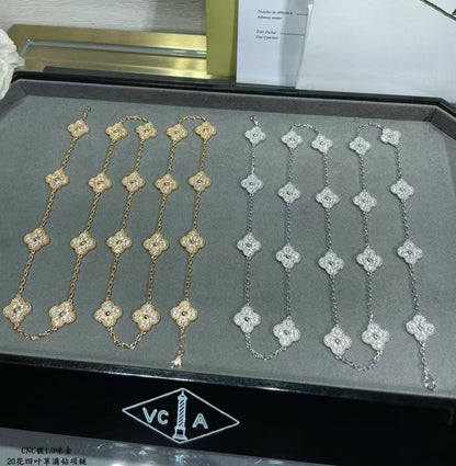 [Glow Muse]CLOVER 20 MOTIFS FULL-DIAMOND NECKLACE