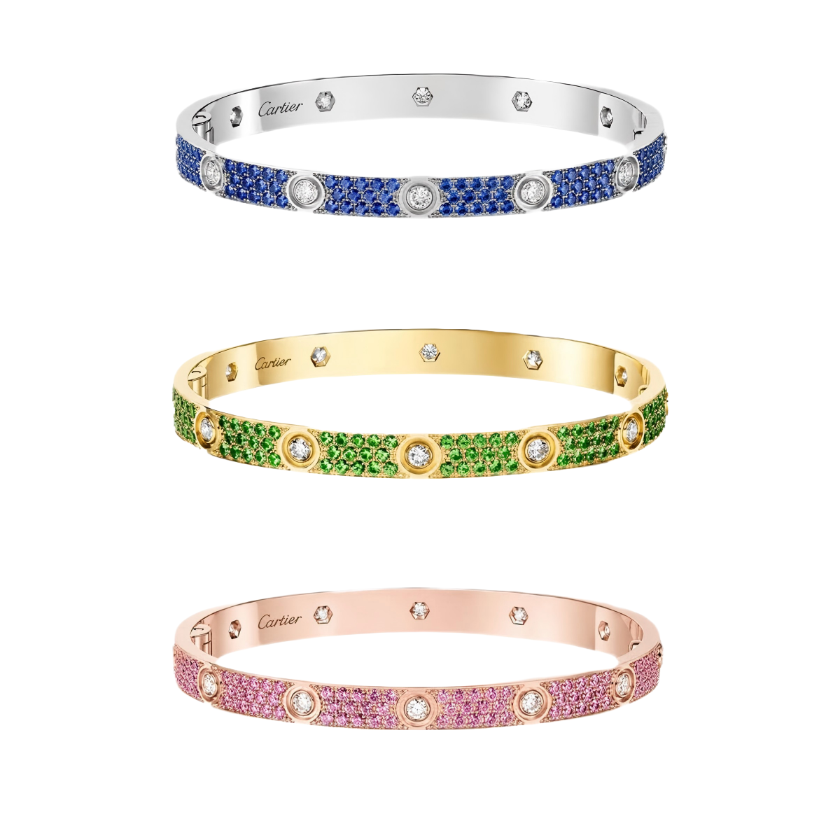 [⭐Glow Muse]2026 PAVE GEMSTONE LOVE BRACELET 6.1MM 10 DIAMONDS