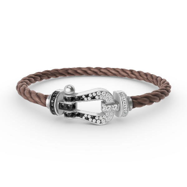 [Glow Muse]FORCE LARGE HORSESHOE BLACK WHITE DIAMOND BRACELET SILVER