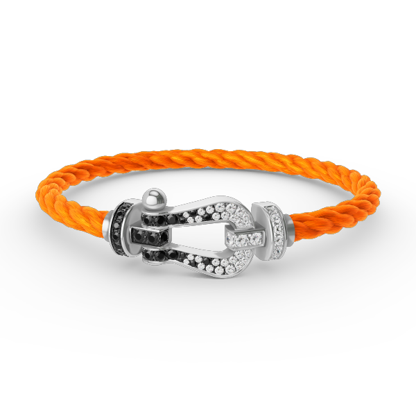 [Glow Muse]FORCE LARGE HORSESHOE BLACK WHITE DIAMOND BRACELET SILVER