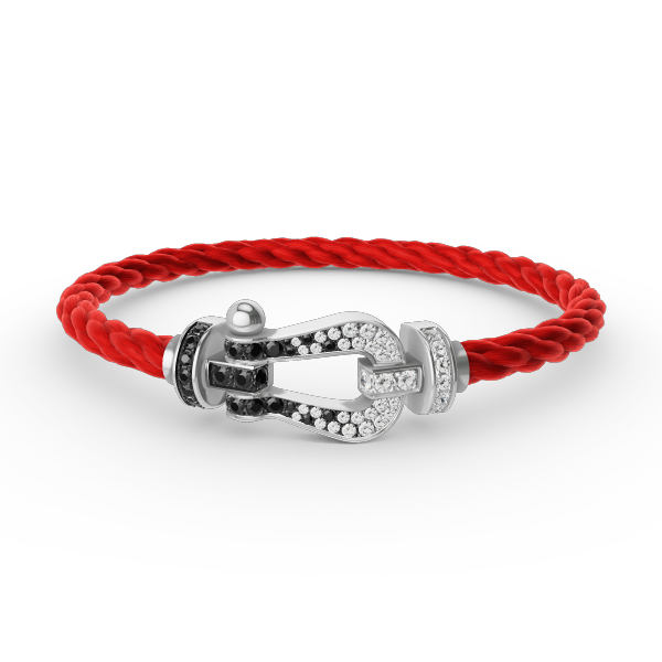 [Glow Muse]FORCE LARGE HORSESHOE BLACK WHITE DIAMOND BRACELET SILVER