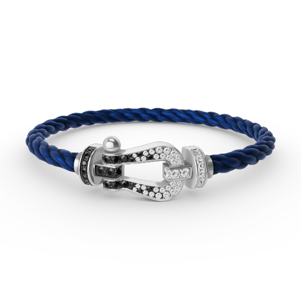 [Glow Muse]FORCE LARGE HORSESHOE BLACK WHITE DIAMOND BRACELET SILVER