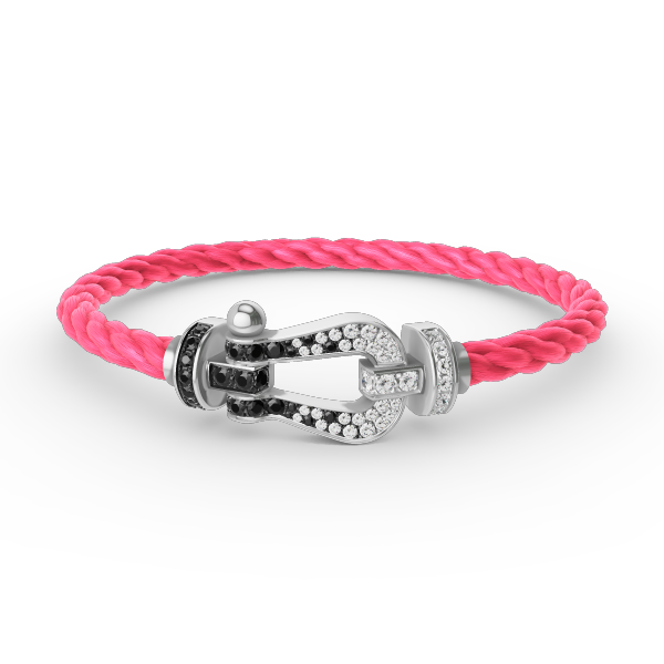 [Glow Muse]FORCE LARGE HORSESHOE BLACK WHITE DIAMOND BRACELET SILVER