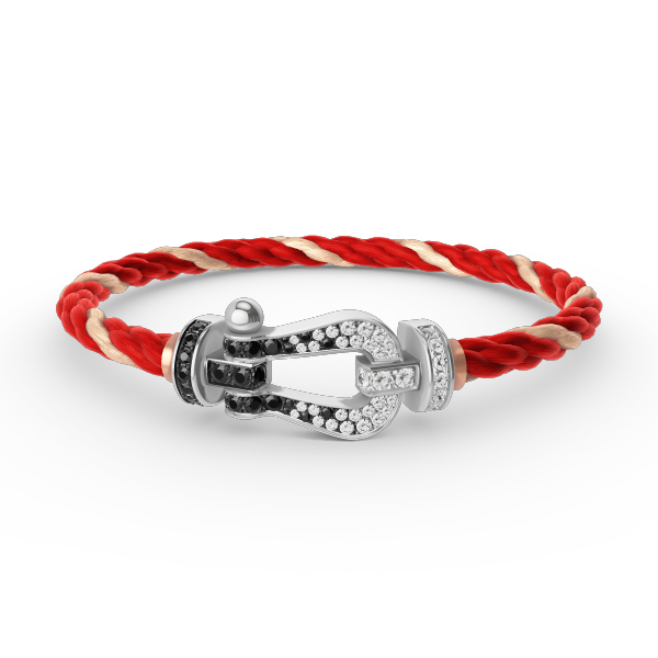 [Glow Muse]FORCE LARGE HORSESHOE BLACK WHITE DIAMOND BRACELET SILVER