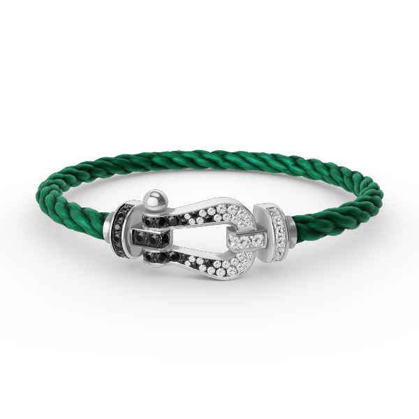 [Glow Muse]FORCE LARGE HORSESHOE BLACK WHITE DIAMOND BRACELET SILVER