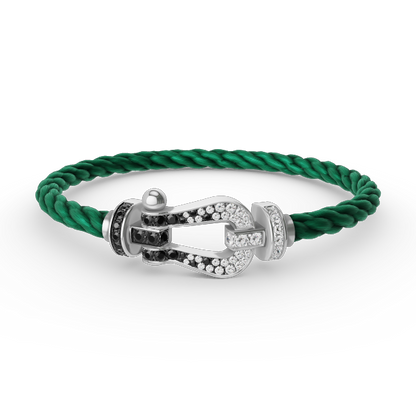 [Glow Muse]FORCE LARGE HORSESHOE BLACK WHITE DIAMOND BRACELET SILVER