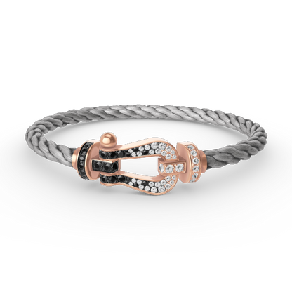 [Glow Muse]FORCE LARGE HORSESHOE BLACK WHITE DIAMOND BRACELET ROSE GOLD