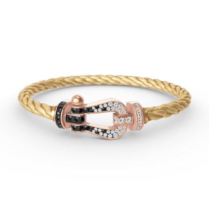 [Glow Muse]FORCE LARGE HORSESHOE BLACK WHITE DIAMOND BRACELET ROSE GOLD