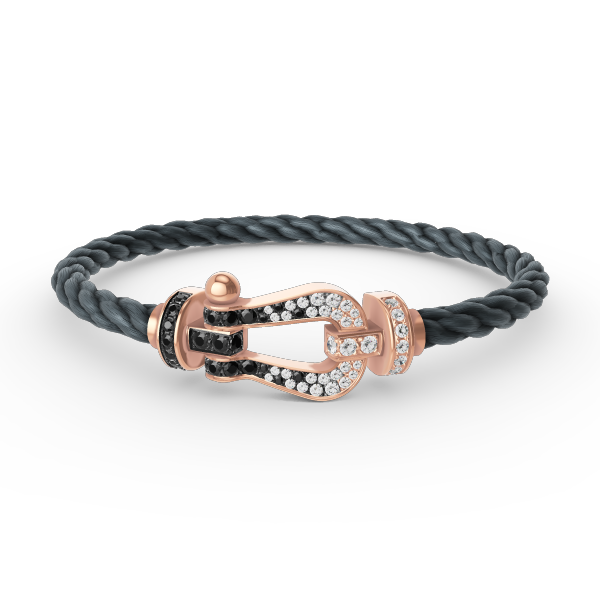 [Glow Muse]FORCE LARGE HORSESHOE BLACK WHITE DIAMOND BRACELET ROSE GOLD