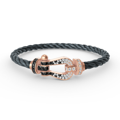 [Glow Muse]FORCE LARGE HORSESHOE BLACK WHITE DIAMOND BRACELET ROSE GOLD