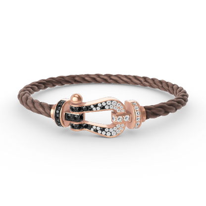 [Glow Muse]FORCE LARGE HORSESHOE BLACK WHITE DIAMOND BRACELET ROSE GOLD