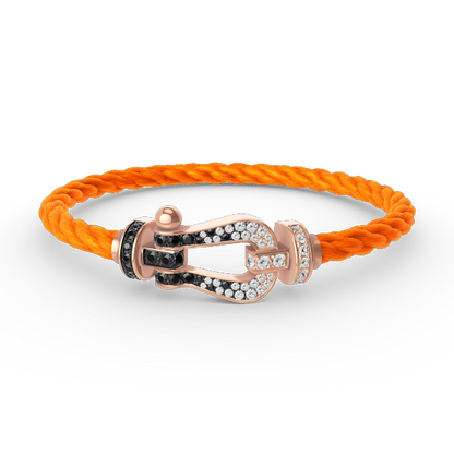 [Glow Muse]FORCE LARGE HORSESHOE BLACK WHITE DIAMOND BRACELET ROSE GOLD