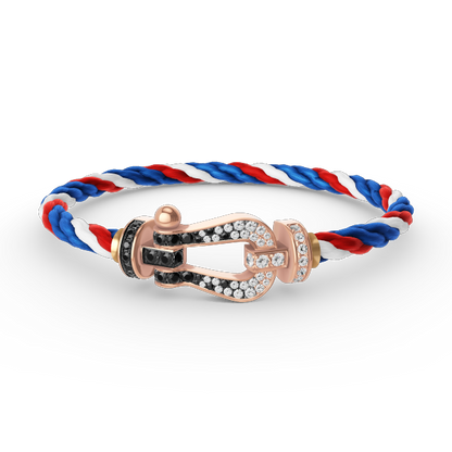 [Glow Muse]FORCE LARGE HORSESHOE BLACK WHITE DIAMOND BRACELET ROSE GOLD
