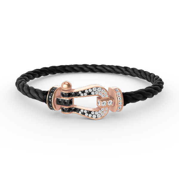 [Glow Muse]FORCE LARGE HORSESHOE BLACK WHITE DIAMOND BRACELET ROSE GOLD