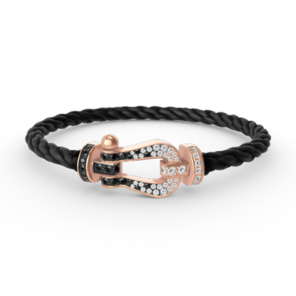[Glow Muse]FORCE LARGE HORSESHOE BLACK WHITE DIAMOND BRACELET ROSE GOLD