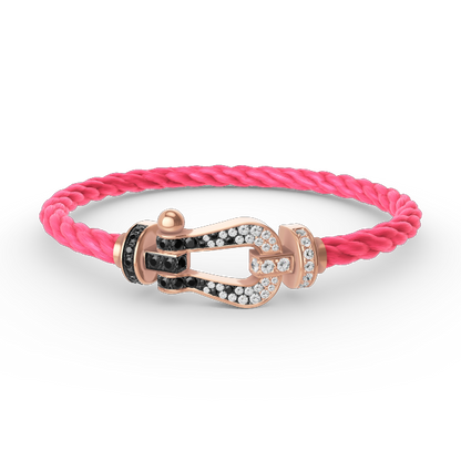 [Glow Muse]FORCE LARGE HORSESHOE BLACK WHITE DIAMOND BRACELET ROSE GOLD