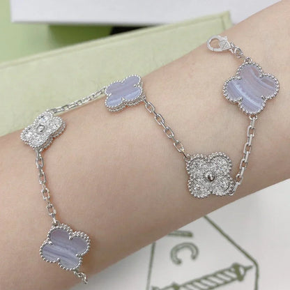[⭐Glow Muse] CLOVER 5 MOTIF PURPLE CHALCEDONY BRACELET COLLECTION