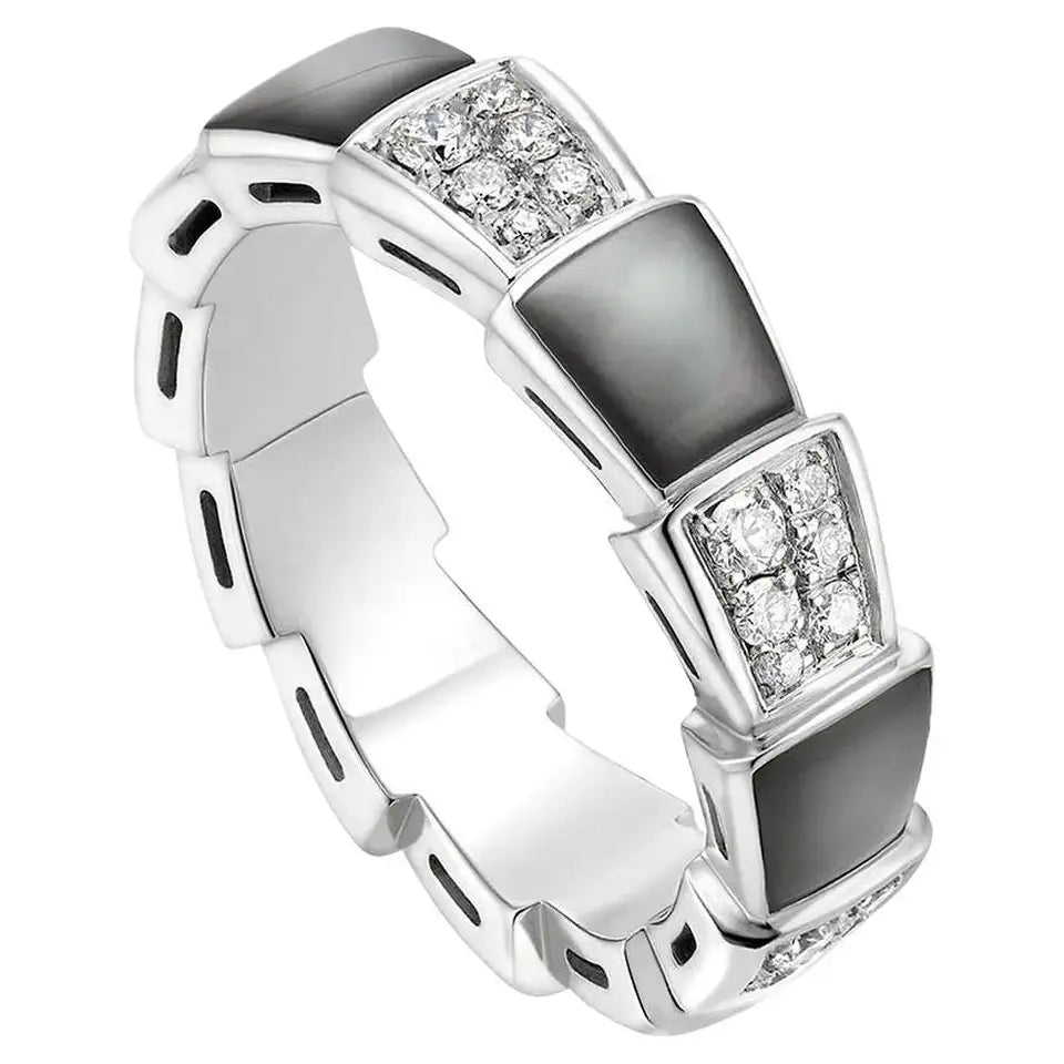 [Glow Muse]SERPENTI RING SILVER DIAMOND BLACK MOP 4MM