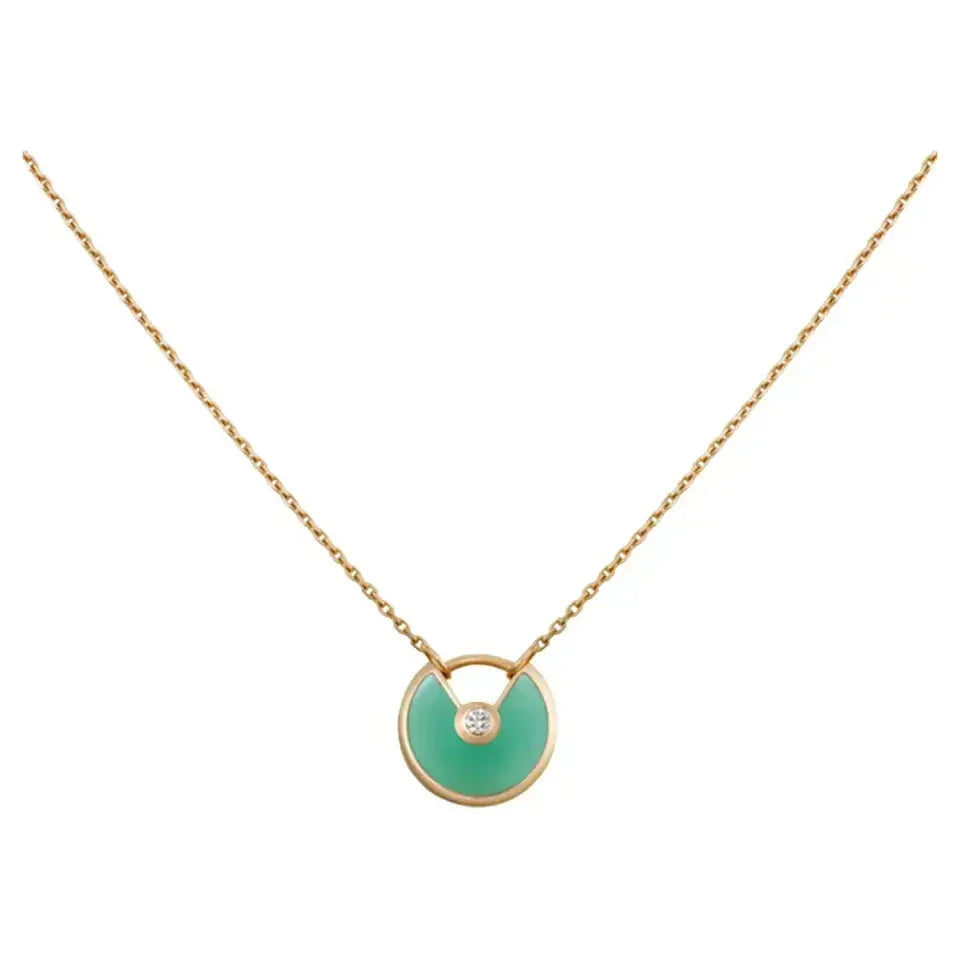 [Glow Muse]AMULETTE GOLD MALACHITE NECKLACE