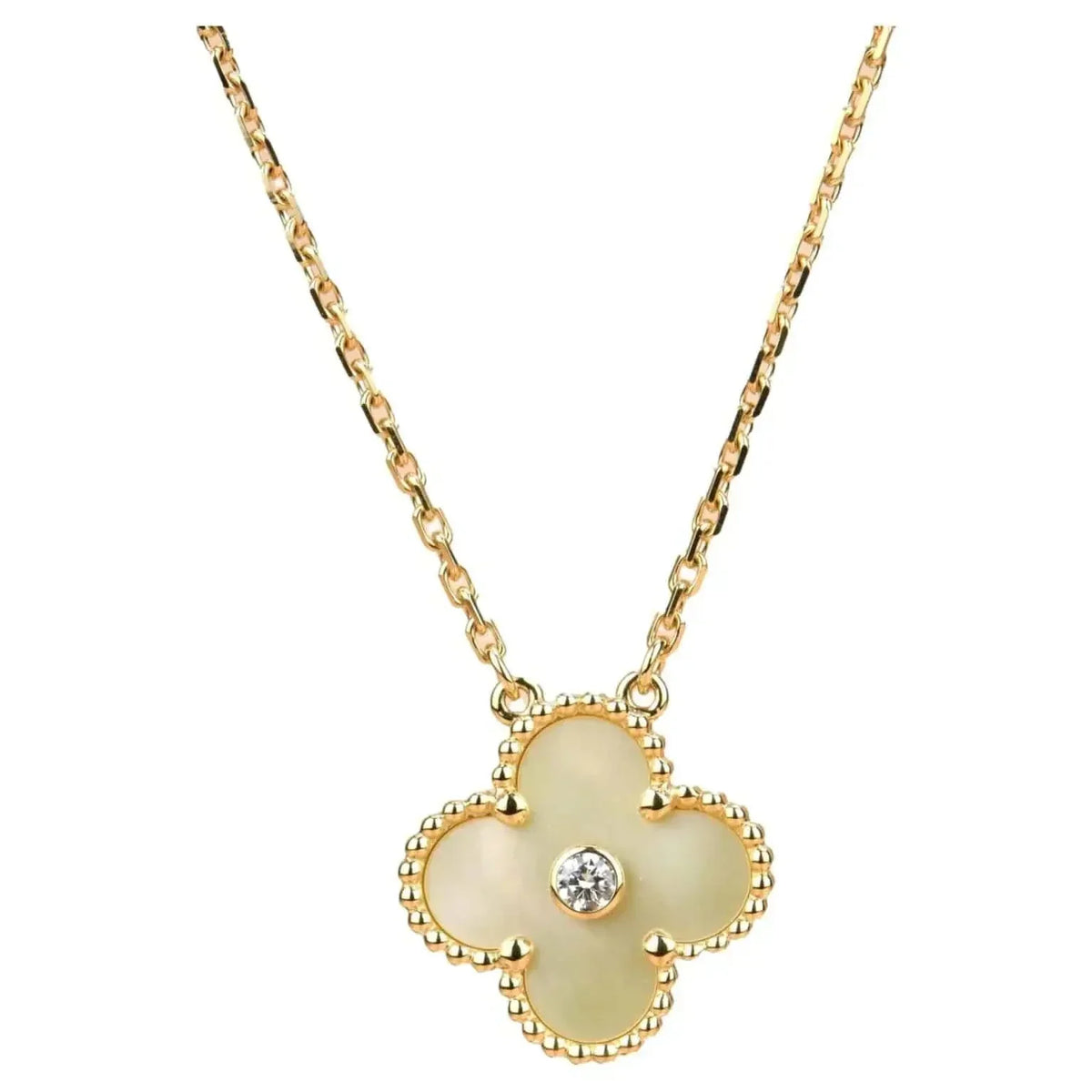 [Glow Muse]CLOVER 15MM DIAMOND GOLD MOTHER OF PEARL NECKLACE