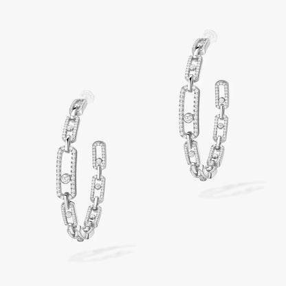[[Glow Muse]Move Link Diamond Hoop Earrings