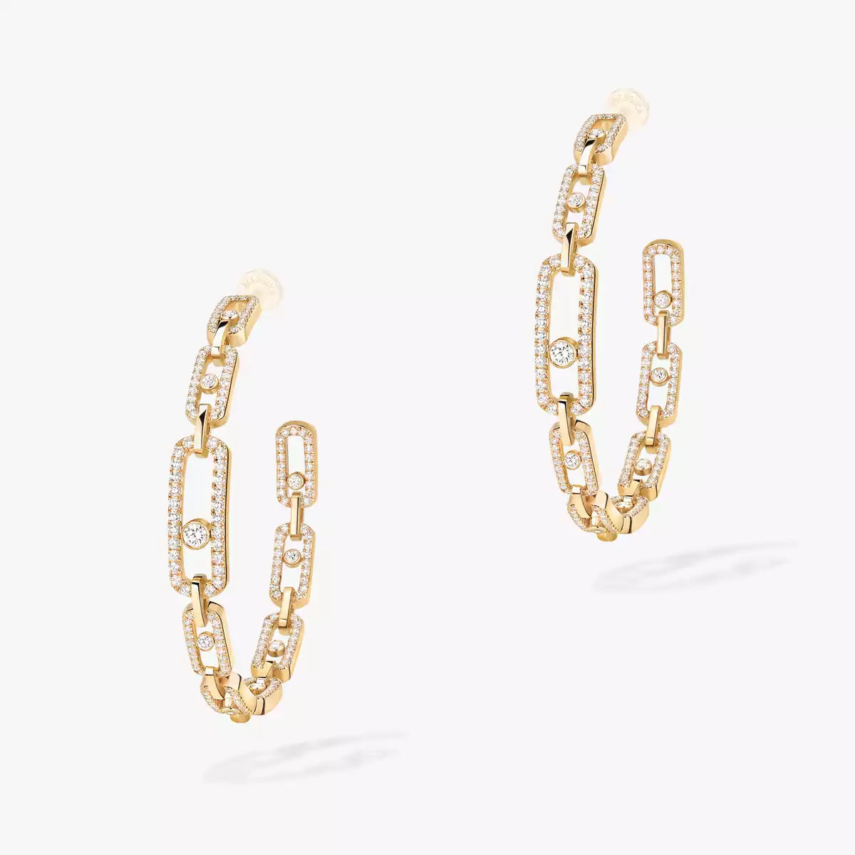 [[Glow Muse]Move Link Diamond Hoop Earrings