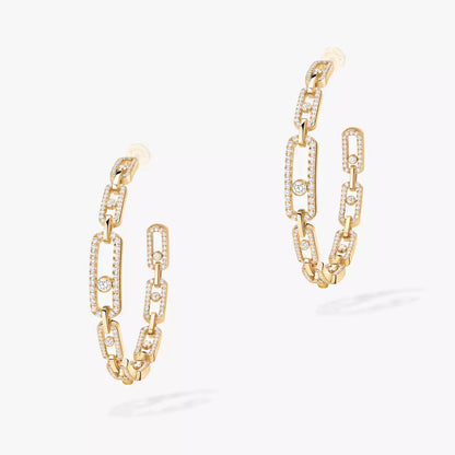 [[Glow Muse]Move Link Diamond Hoop Earrings