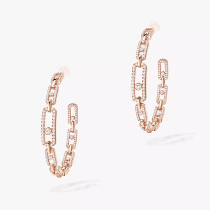 [[Glow Muse]Move Link Diamond Hoop Earrings