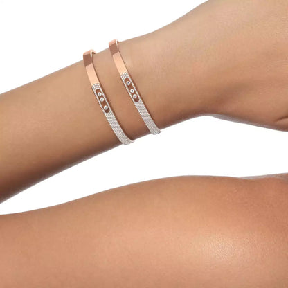 [Glow Muse]Move Noa Rose Gold Pavé Diamond Bangle Bracelet